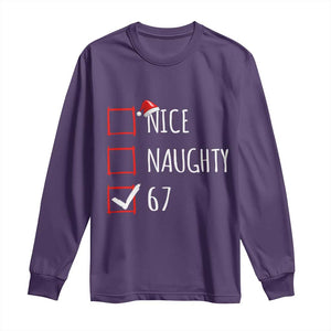67 Christmas Long Sleeve Shirt Funny Nice Naughty Six Seven 6 7 Meme Brain Rot TS10 Purple Print Your Wear