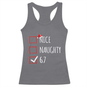 67 Christmas Racerback Tank Top Funny Nice Naughty Six Seven 6 7 Meme Brain Rot TS10 Charcoal Print Your Wear