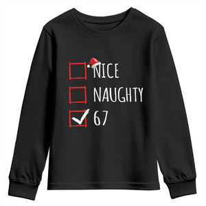 67 Christmas Youth Sweatshirt Funny Nice Naughty Six Seven 6 7 Meme Brain Rot TS10 Black Print Your Wear