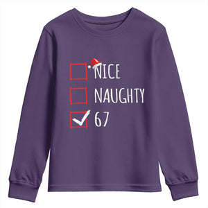 67 Christmas Youth Sweatshirt Funny Nice Naughty Six Seven 6 7 Meme Brain Rot TS10 Purple Print Your Wear