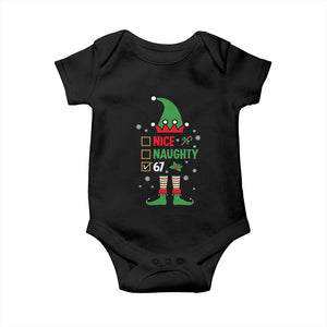 67 Christmas Baby Onesie Funny Six Seven Meme Brainrot Nice Naughty 6 7 Elf Custome TS10 Black Print Your Wear