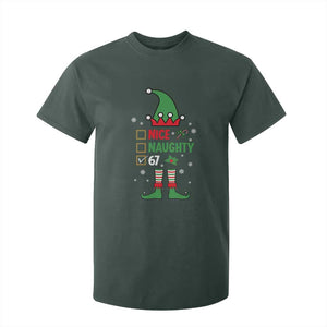 67 Christmas T Shirt For Kid Funny Six Seven Meme Brainrot Nice Naughty 6 7 Elf Custome TS10 Dark Forest Green Print Your Wear