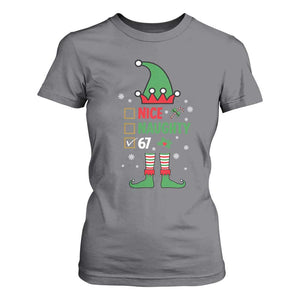 67 Christmas T Shirt For Women Funny Six Seven Meme Brainrot Nice Naughty 6 7 Elf Custome TS10 Charcoal Print Your Wear