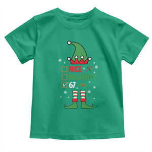 67 Christmas Toddler T Shirt Funny Six Seven Meme Brainrot Nice Naughty 6 7 Elf Custome TS10 Irish Green Print Your Wear