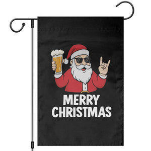Merry Christmas Funny Santa Drinking Beer Garden Flag TS10 Black Print Your Wear