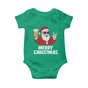 Merry Christmas Funny Santa Drinking Beer Baby Onesie TS10 Irish Green Print Your Wear