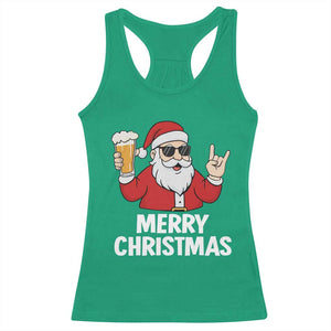 Merry Christmas Funny Santa Drinking Beer Racerback Tank Top TS10 Irish Green Print Your Wear