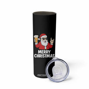 Merry Christmas Funny Santa Drinking Beer Skinny Tumbler TS10 Print Your Wear