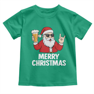 Merry Christmas Funny Santa Drinking Beer Toddler T Shirt TS10 Irish Green Print Your Wear