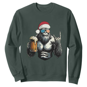 Bigfoot Christmas Sweatshirt Most Wonderful Xmas Sasquatch Beer TS10 Dark Forest Green Print Your Wear
