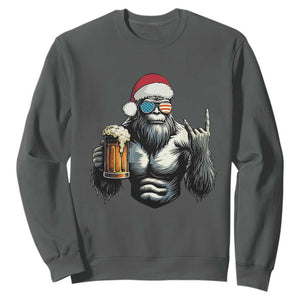 Bigfoot Christmas Sweatshirt Most Wonderful Xmas Sasquatch Beer TS10 Dark Heather Print Your Wear
