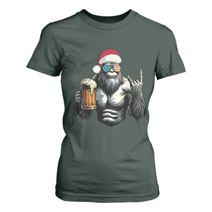 Bigfoot Christmas T Shirt For Women Most Wonderful Xmas Sasquatch Beer TS10 Dark Forest Green Print Your Wear