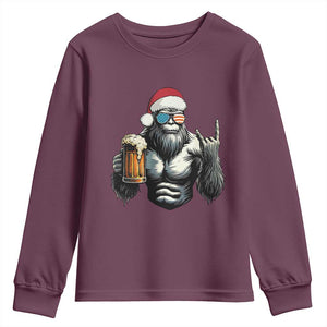 Bigfoot Christmas Youth Sweatshirt Most Wonderful Xmas Sasquatch Beer TS10 Maroon Print Your Wear