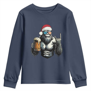 Bigfoot Christmas Youth Sweatshirt Most Wonderful Xmas Sasquatch Beer TS10 Navy Print Your Wear