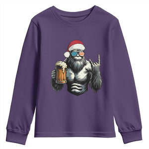 Bigfoot Christmas Youth Sweatshirt Most Wonderful Xmas Sasquatch Beer TS10 Purple Print Your Wear