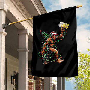 Santa Bigfoot Christmas Tree Garden Flag Xmas Lights Funny Sasquatch Beer TS10 Print Your Wear