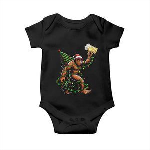 Santa Bigfoot Christmas Tree Baby Onesie Xmas Lights Funny Sasquatch Beer TS10 Black Print Your Wear