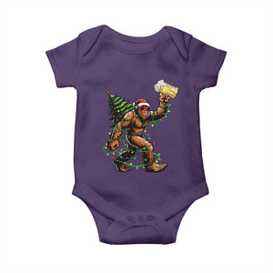 Santa Bigfoot Christmas Tree Baby Onesie Xmas Lights Funny Sasquatch Beer TS10 Purple Print Your Wear