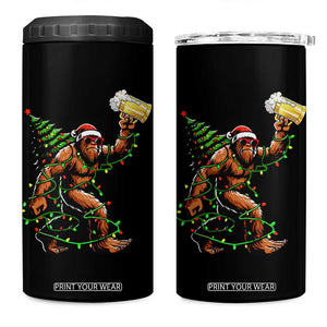 Santa Bigfoot Christmas Tree 4 in 1 Can Cooler Tumbler Xmas Lights Funny Sasquatch Beer TS10 One Size: 16 oz Black Print Your Wear