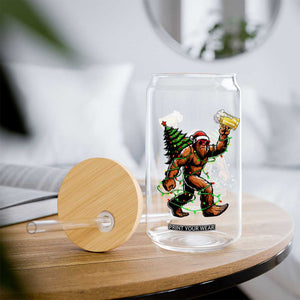 Santa Bigfoot Christmas Tree Glass Can Xmas Lights Funny Sasquatch Beer TS10 Print Your Wear