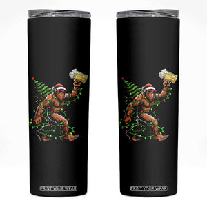Santa Bigfoot Christmas Tree Skinny Tumbler Xmas Lights Funny Sasquatch Beer TS10 Black Print Your Wear