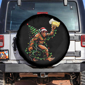 Santa Bigfoot Christmas Tree Spare Tire Cover Xmas Lights Funny Sasquatch Beer TS10 No hole Black Print Your Wear