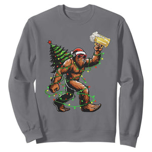 Santa Bigfoot Christmas Tree Sweatshirt Xmas Lights Funny Sasquatch Beer TS10 Charcoal Print Your Wear