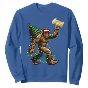 Santa Bigfoot Christmas Tree Sweatshirt Xmas Lights Funny Sasquatch Beer TS10 Royal Blue Print Your Wear