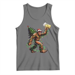 Santa Bigfoot Christmas Tree Tank Top Xmas Lights Funny Sasquatch Beer - Print Your Wear