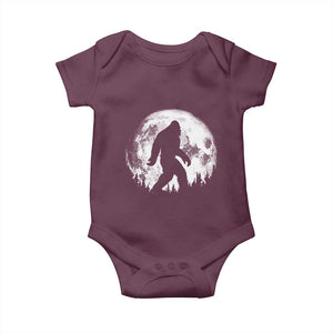 Bigfoot Night Stroll Baby Onesie Cool Full Moon & Trees Sasquatch TS10 Maroon Print Your Wear