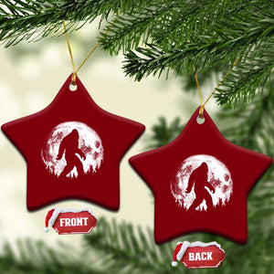 Bigfoot Night Stroll Ceramic Ornament Cool Full Moon & Trees Sasquatch - Print Your Wear