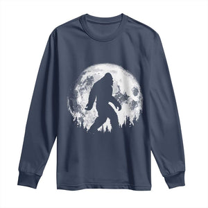 Bigfoot Night Stroll Long Sleeve Shirt Cool Full Moon & Trees Sasquatch TS10 Navy Print Your Wear