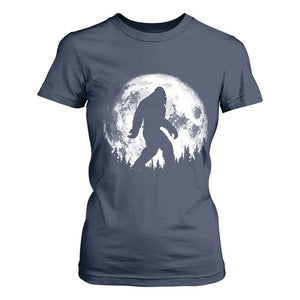 Bigfoot Night Stroll T Shirt For Women Cool Full Moon & Trees Sasquatch - Print Your Wear
