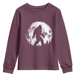 Bigfoot Night Stroll Youth Sweatshirt Cool Full Moon & Trees Sasquatch TS10 Maroon Print Your Wear