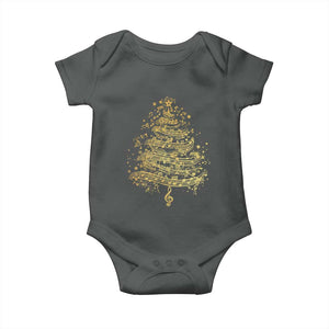 Music Christmas Tree Baby Onesie Musician Music Lover Gift TS10 Dark Heather Print Your Wear