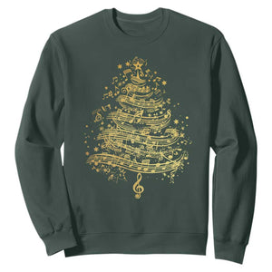 Music Christmas Tree Sweatshirt Musician Music Lover Gift TS10 Dark Forest Green Print Your Wear
