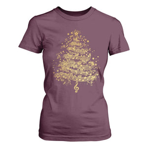 Music Christmas Tree T Shirt For Women Musician Music Lover Gift TS10 Maroon Print Your Wear