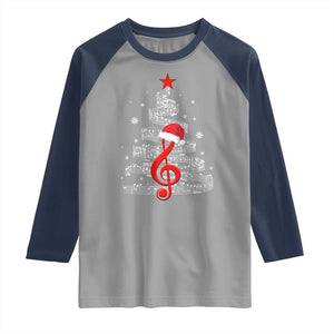 Christmas Tree Music Raglan Shirt Musician Music Lover Gift TS10 Sport Gray Navy Print Your Wear