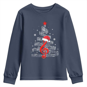 Christmas Tree Music Youth Sweatshirt Musician Music Lover Gift TS10 Navy Print Your Wear
