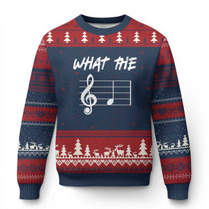 Funny What The F Musical Note Ugly Christmas Sweater Funny Musician Gift TS10 Navy Red Print Your Wear