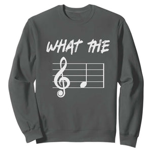 Funny What The F Musical Note Sweatshirt Funny Musician Gift TS10 Dark Heather Print Your Wear