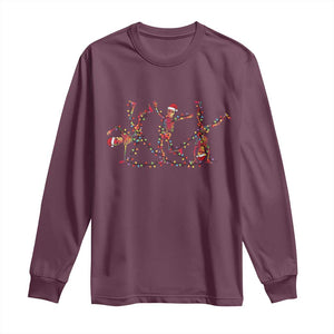 Subtle FDT Christmas Skeleton Long Sleeve Shirt Hidden Message Funny Political Satire Dancing Skeletons TS10 Maroon Print Your Wear