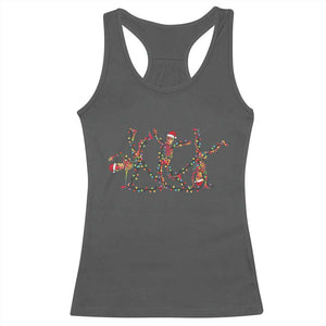 Subtle FDT Christmas Skeleton Racerback Tank Top Hidden Message Funny Political Satire Dancing Skeletons TS10 Dark Heather Print Your Wear
