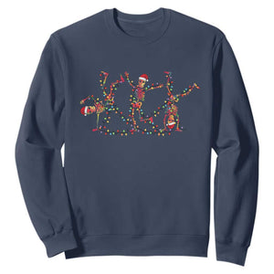 Subtle FDT Christmas Skeleton Sweatshirt Hidden Message Funny Political Satire Dancing Skeletons TS10 Navy Print Your Wear