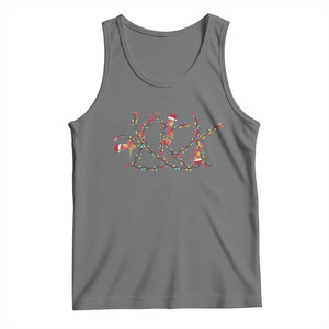 Subtle FDT Christmas Skeleton Tank Top Hidden Message Funny Political Satire Dancing Skeletons TS10 Black Heather Print Your Wear