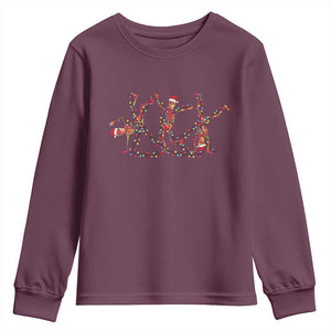 Subtle FDT Christmas Skeleton Youth Sweatshirt Hidden Message Funny Political Satire Dancing Skeletons TS10 Maroon Print Your Wear