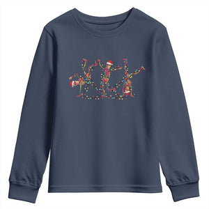 Subtle FDT Christmas Skeleton Youth Sweatshirt Hidden Message Funny Political Satire Dancing Skeletons TS10 Navy Print Your Wear