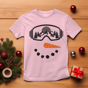 Ski Snowboard Snowman Face T Shirt Goggles Skiing Snow Ski Lover Skier TS10 Light Pink Print Your Wear