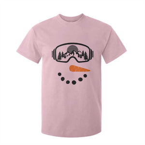 Ski Snowboard Snowman Face T Shirt For Kid Goggles Skiing Snow Ski Lover Skier TS10 Light Pink Print Your Wear