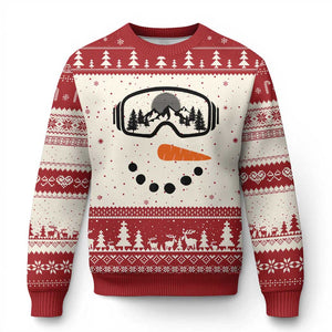 Ski Snowboard Snowman Face Ugly Christmas Sweater Goggles Skiing Snow Ski Lover Skier TS10 Beige Red Print Your Wear